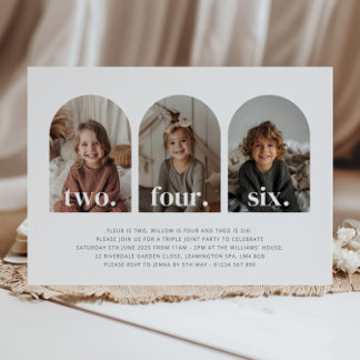 Dreifach Gemeinsames Foto Landschaft Geburtstag Einladung