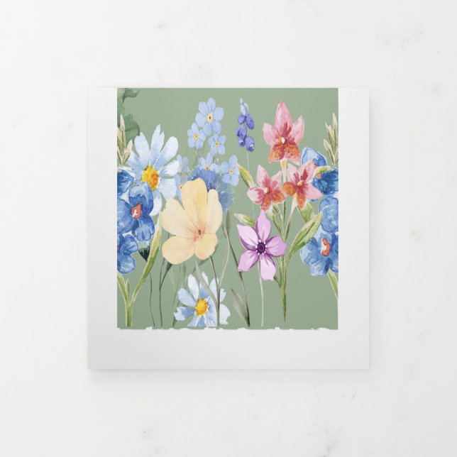 Dreifach Hochzeitseinladung von Sage Green Wildblu Dreifach Gefaltete Einladung (Cover)