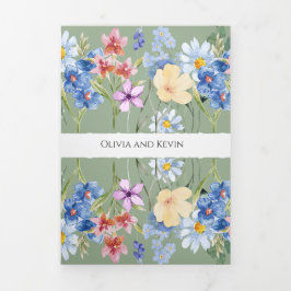 Dreifach Hochzeitseinladung von Sage Green Wildblu Dreifach-gefaltete Programmkarte