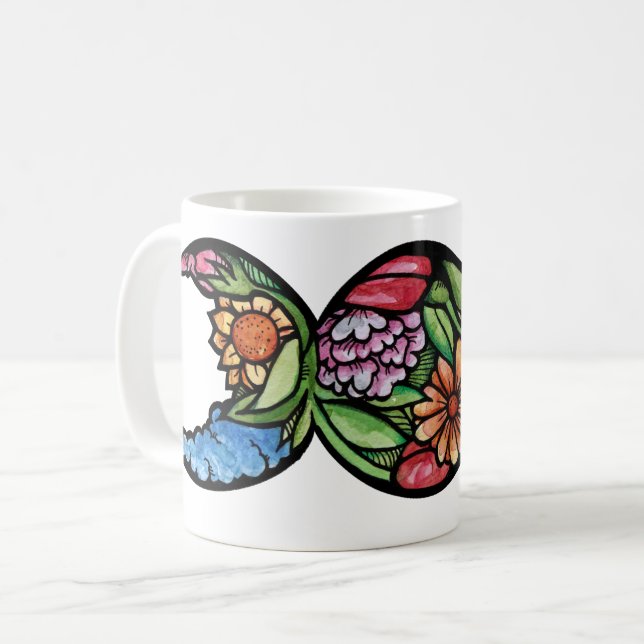 Dreifach-Mond-Symbol-Blüte Kaffeetasse (Vorderseite Links)