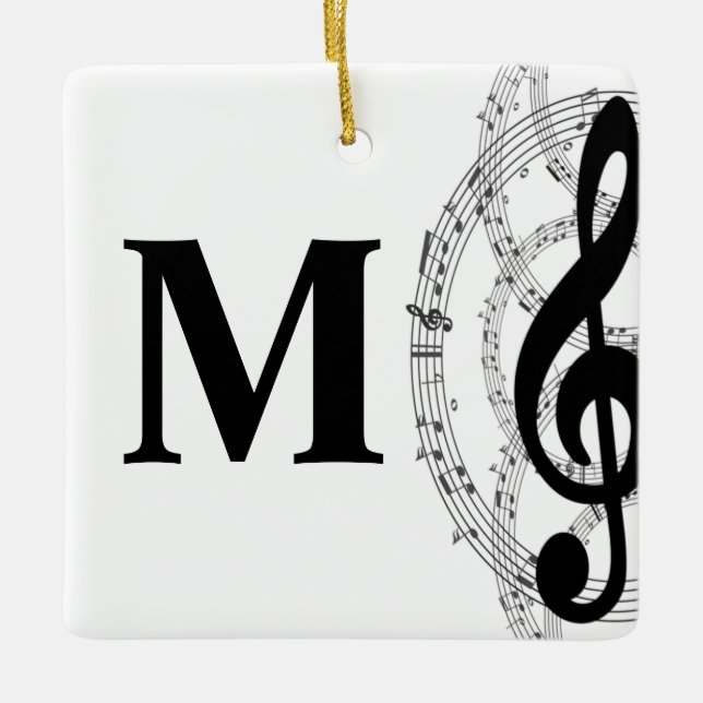 dreifach Musiknote Musiker Monogramm Keramikornament (Vorderseite)