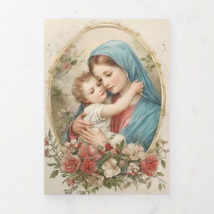 Dreifach-Mutter-Maria-Jesus-katholische-Trauerkart Dreifach Gefaltete Karte