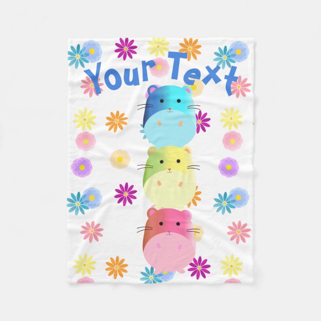 Dreifach Niedliche Kawaii Hamsters Custom Fleecedecke (Vorderseite)