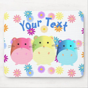 Dreifach Niedliche Kawaii Hamsters Custom Mousepad
