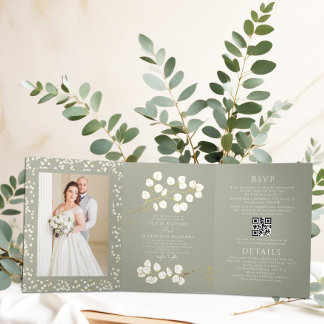 Dreifachbuchstabe des Sage Green Gold Einladung