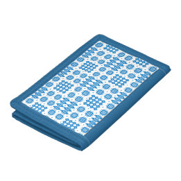 Dreifache Brieftasche Welsh Tapestmuster, Hellblau Tri-fold Geldbeutel