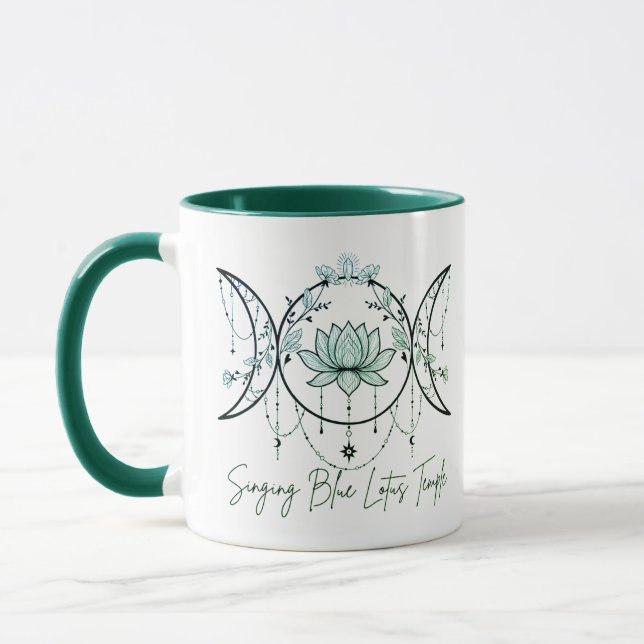 Dreifache Göttin & Lotus Grüner Kaffeebecher Tasse (Links)