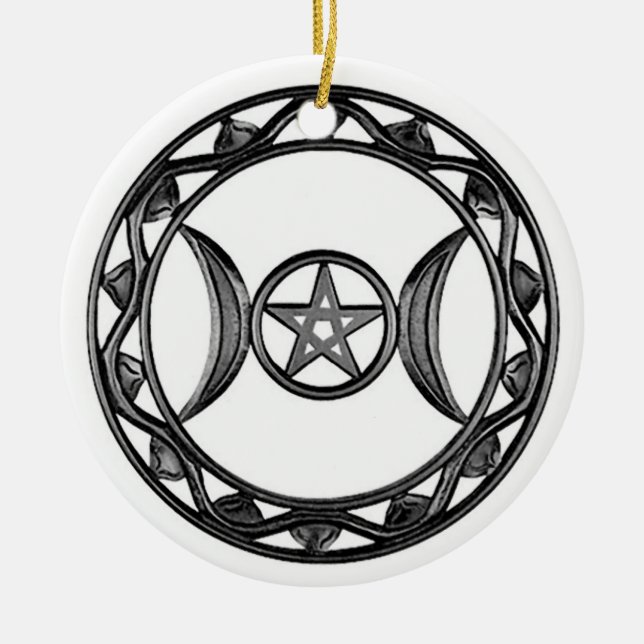 Dreifache Göttin mit Pentagram Keramikornament (Vorne)