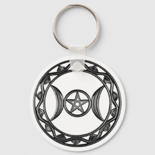 Dreifache Göttin mit Pentagram Schlüsselanhänger