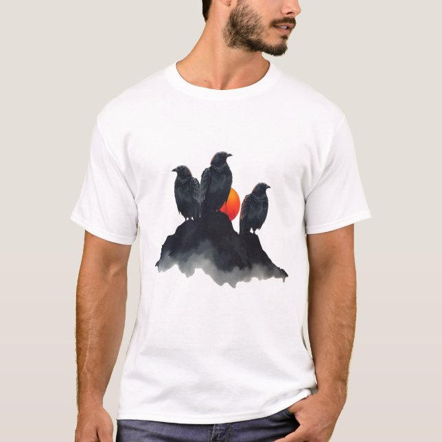 Dreifache Krähen T-Shirt (Vorderseite)