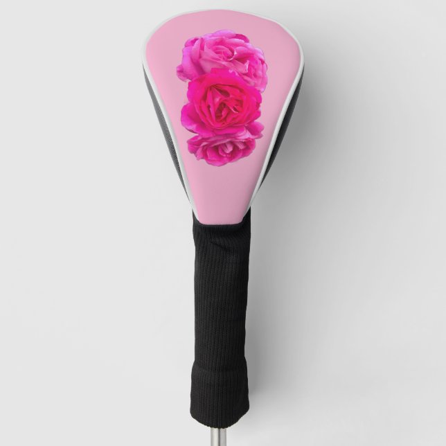 Dreifache rosa Rosen  Golf Headcover (Vorderseite)