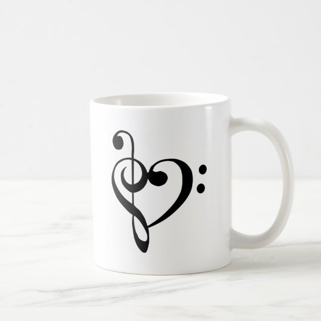 Dreifacher Clef-Basisclef-Herz Tasse (Rechts)