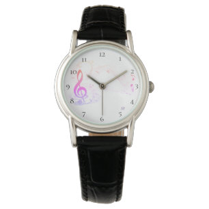 *~* dreifacher Clef-Musiknote-buntes Leder Armbanduhr