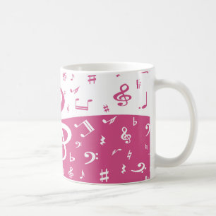 Dreifacher Clef-Wellen-Musiknoten im Rosa und im Tasse