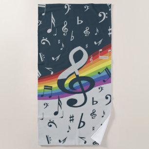Dreifacher Clef-Wellen-Regenbogen-Farben Strandtuch