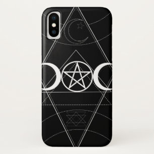 Dreifacher Mond Geometrischer Pentagramm Schwarz & Case-Mate iPhone Hülle