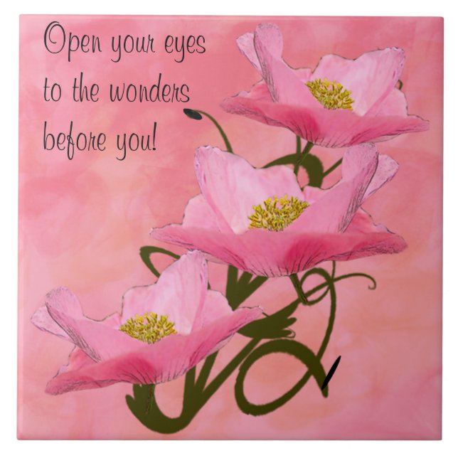 Dreifacher Stapel-hübsche rosa Mohnblumen-Fliese Fliese (Vorderseite)