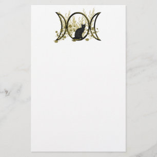 Dreifaches Mond-Symbol - schwarze Katze Briefpapier