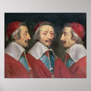 Dreifaches Porträt des Kopfes von Richelieu, 1642 Poster