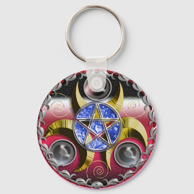 Dreifachmond-Pentagramm Schlüsselanhänger (Vorderseite)