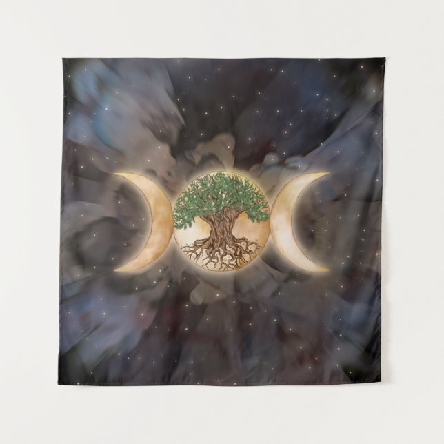 Dreifachmondbaum Wandteppich (Vorderseite)