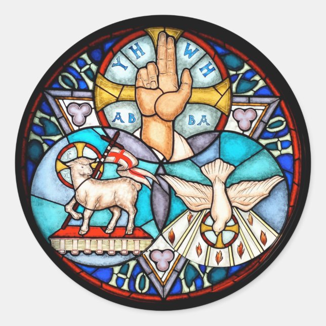 Dreifaltigkeit des Vaters, des Sohnes und des Heil Runder Aufkleber (Vorderseite)