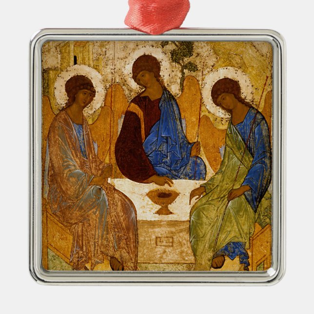 Dreifaltigkeit Icon Rublev Weihnachten Silbernes Ornament (Vorne)
