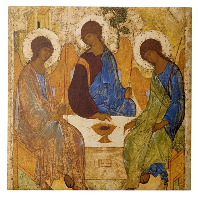 Dreifaltigkeit von Andrey Rublev Fliese (Vorderseite)