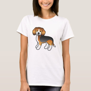 Dreifarben-Beagle Süßer Cartoon-Hund T-Shirt