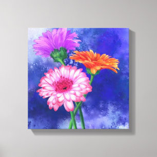 Dreifarben-Gerbera-Kunstmalerei auf Leinwand