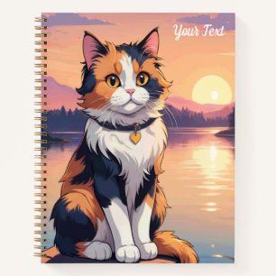 Dreifarbenkatze am See Notizbuch