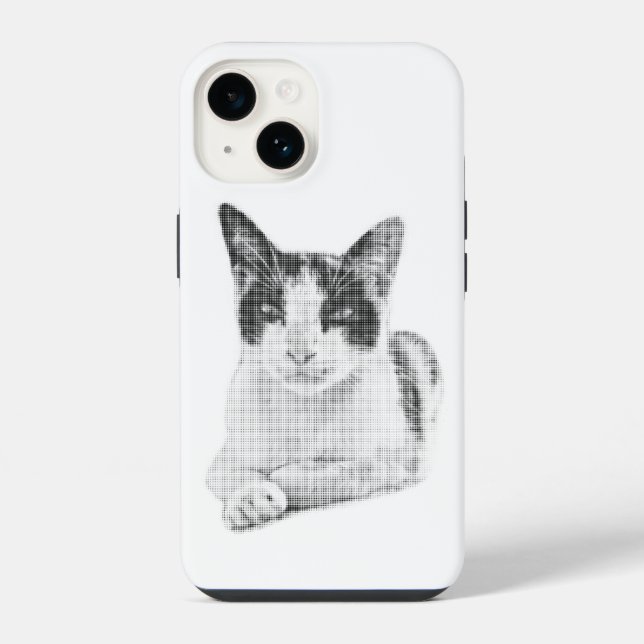 Dreifarbenkatze Halftone iPhone Hülle (Rückseite)