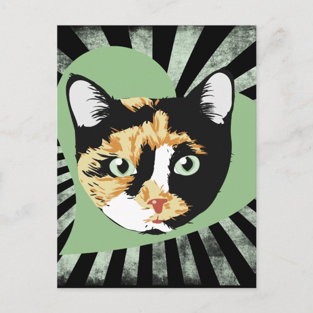 Dreifarbenkatze Liebe Postkarte (Vorderseite)