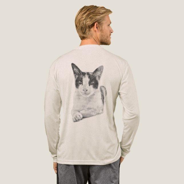 Dreifarbenkatze Retro Halfton Tri-Blend Shirt (Voller Rücken)