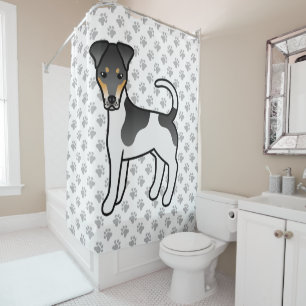 Dreifarbig glatter Fox Terrier Süßer Cartoon-Hund Duschvorhang