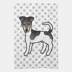 Dreifarbig glatter Fox Terrier Süßer Cartoon-Hund Geschirrtuch