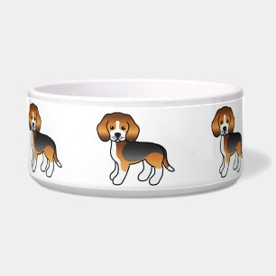 Dreifarbige Cartoon-Beagle-Hunderassen Napf