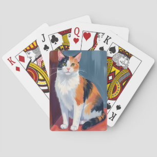 Dreifarbige Katze Aquarell Hübsches Kätzchen Kat Spielkarten