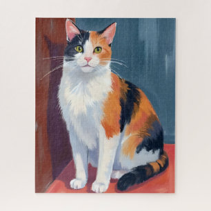 Dreifarbige Katze   Aquarell-Kätzchen-Katze-Hausti Puzzle