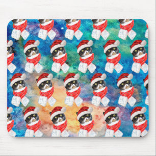 Dreifarbige Katze lustige Weihnachtsfeiertage Mousepad