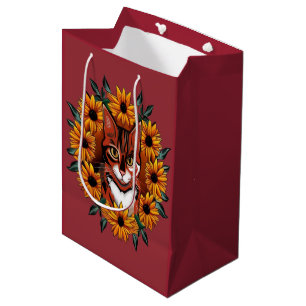 Dreifarbige Katze mit Black-eyed Susan Maryland St Mittlere Geschenktüte