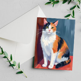 Dreifarbige Katze | Wasserfarbe Hübsches Kätzchen 