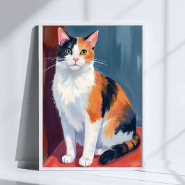 Dreifarbige Katze | Wasserfarben Hübsches Kätzchen Poster