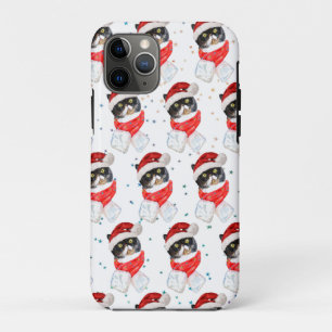 Dreifarbige Katzen-Weihnachts-Wasserfarbe mit Scha Case-Mate iPhone Hülle