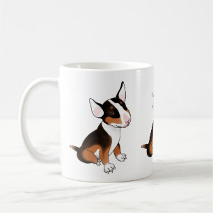 Dreifarbiger Bull Terrier Welpe Tasse