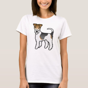 Dreifarbiger Draht-Fuchs-Terrier Süßer Cartoon-Hun T-Shirt