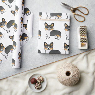 Dreifarbiger Pembroke Welsh Corgi Cartoon Hund Geschenkpapier