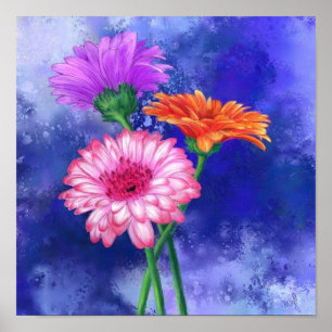 Dreifarbiges Gerbera-Poster-Gemälde Poster