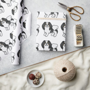 Dreifarbiges Japan Chin Cartoon-Hund-Muster Geschenkpapier