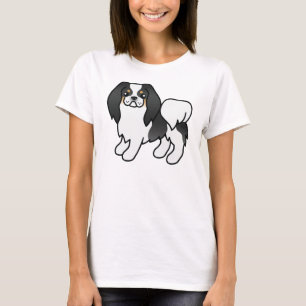 Dreifarbiges Japan-Chin Süßer Cartoon-Hund T-Shirt